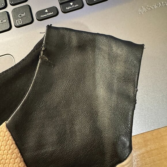 ParisianCollection Black & Tan Sleeveless Dress, Pleather & Keyhole Details - Picture 5 of 8